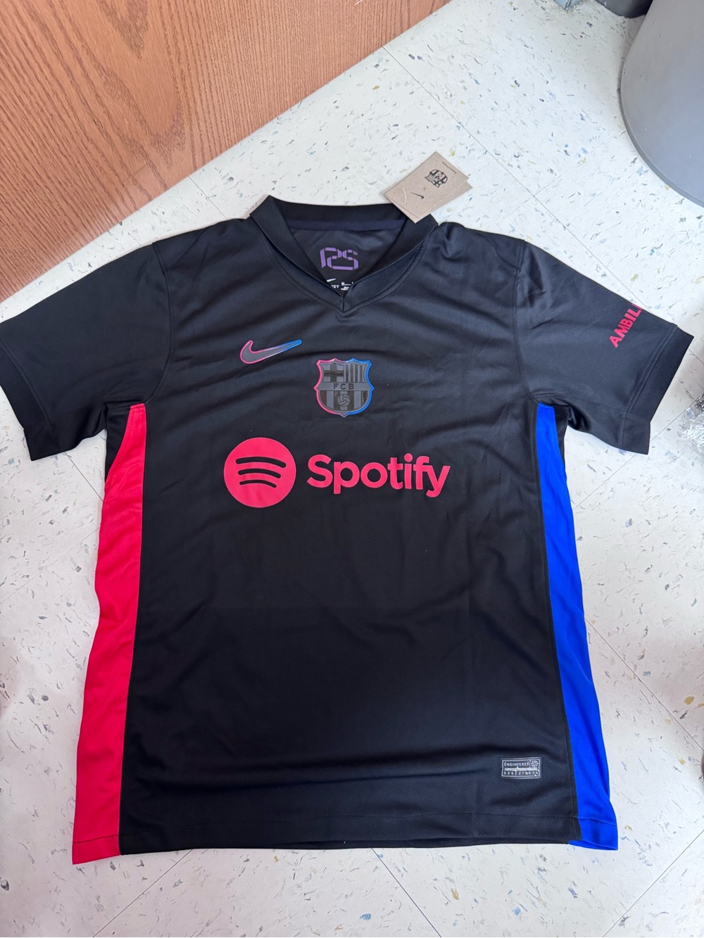 Nike Kids Black FC Barcelona Jersey with Pink & Blue Accents